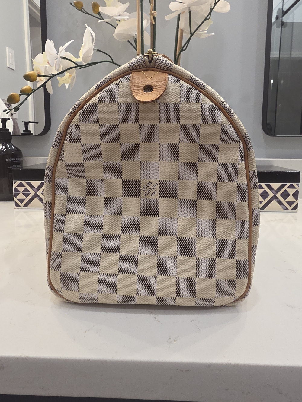 Louis Vuitton Damier Azur Satchel in Cream and Tan - Picture 3 of 16